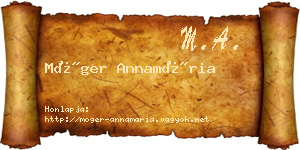 Móger Annamária névjegykártya